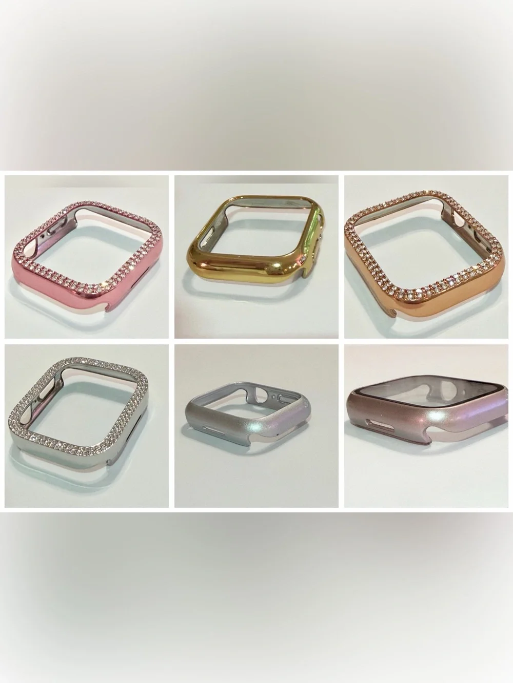 6 Apple Watch Series 7 Case Covers - Pink, Gold, Rose Gold, Silver, Rhinestone